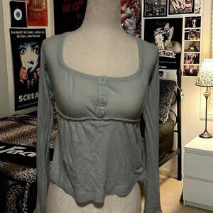 light blue vintage baby doll long sleeve top BDG urban outfitters
